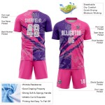 Benutzerdefinierte Graffiti Muster Lila-Rosa Scratch Sublimation Fußball Uniform Jersey Benutzerdefinierte Graffiti Muster Lila-Rosa Scratch Sublimation Fußball Uniform Jersey