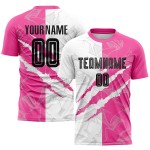 Benutzerdefinierte Graffiti Muster Schwarz-Rosa Scratch Sublimation Fußball Uniform Jersey Benutzerdefinierte Graffiti Muster Schwarz-Rosa Scratch Sublimation Fußball Uniform Jersey