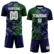 Benutzerdefinierte Graffiti Muster Grün-Navy Scratch Sublimation Fußball Uniform Trikot Benutzerdefinierte Graffiti Muster Grün-Navy Scratch Sublimation Fußball Uniform Trikot