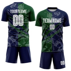 Benutzerdefinierte Graffiti Muster Grün-Navy Scratch Sublimation Fußball Uniform Trikot Benutzerdefinierte Graffiti Muster Grün-Navy Scratch Sublimation Fußball Uniform Trikot