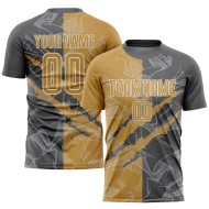 Benutzerdefinierte Graffiti Muster Alt Gold-Stahl Grau Scratch Sublimation Fußball Uniform Jersey