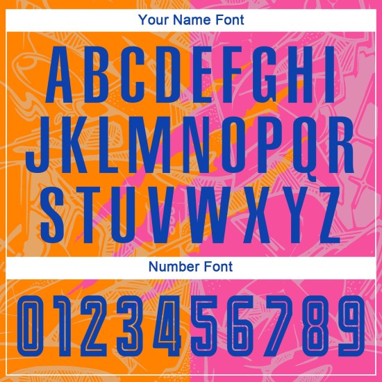 Benutzerdefinierte Graffiti Muster Royal Bay Orange-Pink Scratch Sublimation Fußball Uniform Jersey Benutzerdefinierte Graffiti Muster Royal Bay Orange-Pink Scratch Sublimation Fußball Uniform Jersey