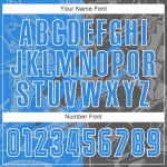 Benutzerdefinierte Graffiti Muster Pulver Blau-Stahl Grau Scratch Sublimation Fußball Uniform Jersey Benutzerdefinierte Graffiti Muster Pulver Blau-Stahl Grau Scratch Sublimation Fußball Uniform Jersey