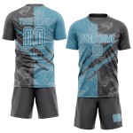 Benutzerdefinierte Graffiti Muster Schatten Blau-Stahl Grau Scratch Sublimation Fußball Uniform Jersey Benutzerdefinierte Graffiti Muster Schatten Blau-Stahl Grau Scratch Sublimation Fußball Uniform Jersey