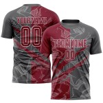 Benutzerdefinierte Graffiti Muster Crimson-Steel Grau Scratch Sublimation Fußball Uniform Jersey Benutzerdefinierte Graffiti Muster Crimson-Steel Grau Scratch Sublimation Fußball Uniform Jersey