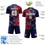 Benutzerdefinierte Graffiti Muster Crimson-Navy Scratch Sublimation Fußball Uniform Jersey Benutzerdefinierte Graffiti Muster Crimson-Navy Scratch Sublimation Fußball Uniform Jersey