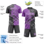 Benutzerdefinierte Graffiti Muster Medium Lila-Stahl Grau Scratch Sublimation Fußball Uniform Jersey Benutzerdefinierte Graffiti Muster Medium Lila-Stahl Grau Scratch Sublimation Fußball Uniform Jersey