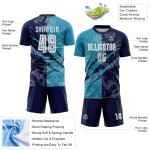 Benutzerdefinierte Graffiti Muster Panther Blau-Navy Scratch Sublimation Fußball Uniform Jersey Benutzerdefinierte Graffiti Muster Panther Blau-Navy Scratch Sublimation Fußball Uniform Jersey