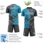 Benutzerdefinierte Graffiti Muster Panther Blau-Stahl Grau Scratch Sublimation Fußball Uniform Jersey Benutzerdefinierte Graffiti Muster Panther Blau-Stahl Grau Scratch Sublimation Fußball Uniform Jersey