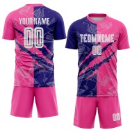 Benutzerdefinierte Graffiti Muster Dunkel Lila-Rosa Scratch Sublimation Fußball Uniform Jersey Benutzerdefinierte Graffiti Muster Dunkel Lila-Rosa Scratch Sublimation Fußball Uniform Jersey