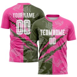Benutzerdefinierte Graffiti Muster Oliv-Pink Scratch Sublimation Fußball Uniform Trikot