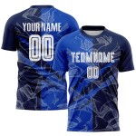 Benutzerdefinierte Graffiti Muster Thunder Blue-Navy Scratch Sublimation Fußball Uniform Jersey Benutzerdefinierte Graffiti Muster Thunder Blue-Navy Scratch Sublimation Fußball Uniform Jersey
