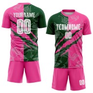 Benutzerdefinierte Graffiti Muster Grün-Rosa Scratch Sublimation Fußball Uniform Jersey Benutzerdefinierte Graffiti Muster Grün-Rosa Scratch Sublimation Fußball Uniform Jersey