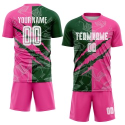 Benutzerdefinierte Graffiti Muster Grün-Rosa Scratch Sublimation Fußball Uniform Jersey Benutzerdefinierte Graffiti Muster Grün-Rosa Scratch Sublimation Fußball Uniform Jersey