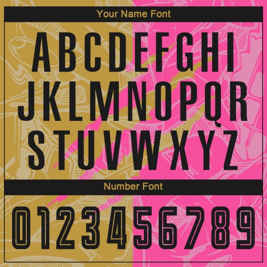 Benutzerdefinierte Graffiti Muster Schwarz Alt Gold-Pink Scratch Sublimation Fußball Uniform Jersey Benutzerdefinierte Graffiti Muster Schwarz Alt Gold-Pink Scratch Sublimation Fußball Uniform Jersey