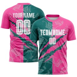 Benutzerdefinierte Graffiti Muster Teal-Pink Scratch Sublimation Fußball Uniform Jersey