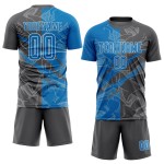 Benutzerdefinierte Graffiti Muster Blau-Stahl Grau Scratch Sublimation Fußball Uniform Jersey Benutzerdefinierte Graffiti Muster Blau-Stahl Grau Scratch Sublimation Fußball Uniform Jersey