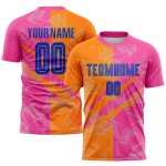 Benutzerdefinierte Graffiti Muster Royal Bay Orange-Pink Scratch Sublimation Fußball Uniform Jersey Benutzerdefinierte Graffiti Muster Royal Bay Orange-Pink Scratch Sublimation Fußball Uniform Jersey
