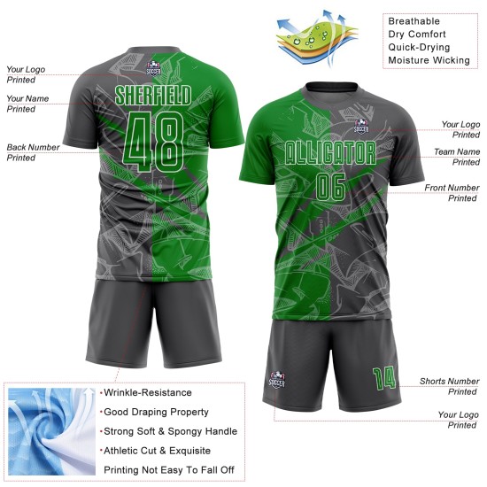 Benutzerdefinierte Graffiti Muster Gras Grün-Stahl Grau Scratch Sublimation Fußball Uniform Jersey Benutzerdefinierte Graffiti Muster Gras Grün-Stahl Grau Scratch Sublimation Fußball Uniform Jersey