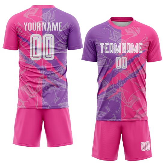 Benutzerdefinierte Graffiti Muster Medium Lila-Pink Scratch Sublimation Fußball Uniform Trikot Benutzerdefinierte Graffiti Muster Medium Lila-Pink Scratch Sublimation Fußball Uniform Trikot