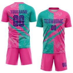 Benutzerdefinierte Graffiti Muster Lila Teal-Pink Scratch Sublimation Fußball Uniform Jersey Benutzerdefinierte Graffiti Muster Lila Teal-Pink Scratch Sublimation Fußball Uniform Jersey