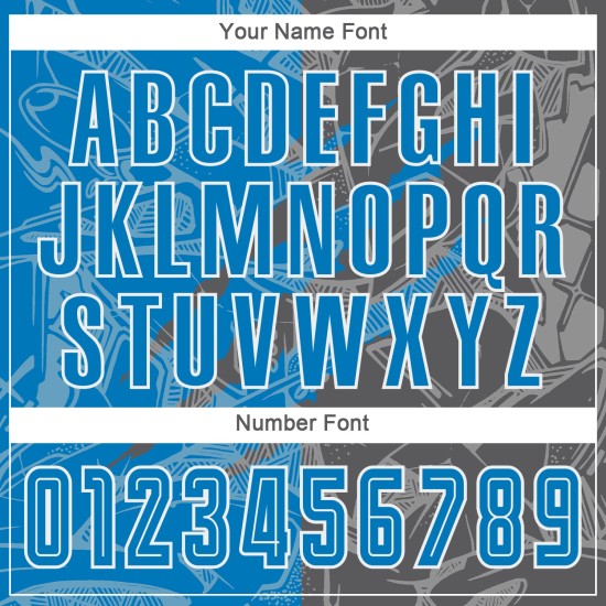 Benutzerdefinierte Graffiti Muster Blau-Stahl Grau Scratch Sublimation Fußball Uniform Jersey Benutzerdefinierte Graffiti Muster Blau-Stahl Grau Scratch Sublimation Fußball Uniform Jersey