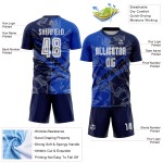 Benutzerdefinierte Graffiti Muster Thunder Blue-Navy Scratch Sublimation Fußball Uniform Jersey Benutzerdefinierte Graffiti Muster Thunder Blue-Navy Scratch Sublimation Fußball Uniform Jersey