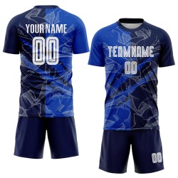 Benutzerdefinierte Graffiti Muster Thunder Blue-Navy Scratch Sublimation Fußball Uniform Jersey Benutzerdefinierte Graffiti Muster Thunder Blue-Navy Scratch Sublimation Fußball Uniform Jersey