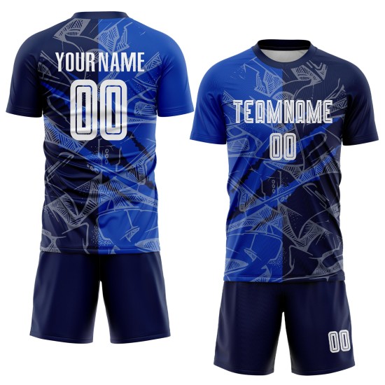 Benutzerdefinierte Graffiti Muster Thunder Blue-Navy Scratch Sublimation Fußball Uniform Jersey Benutzerdefinierte Graffiti Muster Thunder Blue-Navy Scratch Sublimation Fußball Uniform Jersey