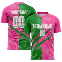 Benutzerdefinierte Graffiti Muster Gras Grün-Rosa Scratch Sublimation Fußball Uniform Jersey