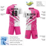 Benutzerdefinierte Graffiti Muster Schwarz-Rosa Scratch Sublimation Fußball Uniform Jersey Benutzerdefinierte Graffiti Muster Schwarz-Rosa Scratch Sublimation Fußball Uniform Jersey