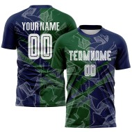 Benutzerdefinierte Graffiti Muster Grün-Navy Scratch Sublimation Fußball Uniform Trikot
