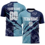 Benutzerdefinierte Graffiti Muster Schatten Blau-Navy Scratch Sublimation Fußball Uniform Jersey Benutzerdefinierte Graffiti Muster Schatten Blau-Navy Scratch Sublimation Fußball Uniform Jersey
