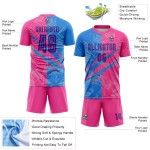 Benutzerdefinierte Graffiti Muster Lila Pulver Blau-Rosa Scratch Sublimation Fußball Uniform Jersey Benutzerdefinierte Graffiti Muster Lila Pulver Blau-Rosa Scratch Sublimation Fußball Uniform Jersey