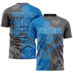 Benutzerdefinierte Graffiti Muster Blau-Stahl Grau Scratch Sublimation Fußball Uniform Jersey Benutzerdefinierte Graffiti Muster Blau-Stahl Grau Scratch Sublimation Fußball Uniform Jersey