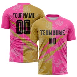 Benutzerdefinierte Graffiti Muster Schwarz Alt Gold-Pink Scratch Sublimation Fußball Uniform Jersey