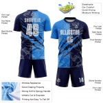 Benutzerdefinierte Graffiti Muster Pulver Blau-Navy Scratch Sublimation Fußball Uniform Jersey Benutzerdefinierte Graffiti Muster Pulver Blau-Navy Scratch Sublimation Fußball Uniform Jersey