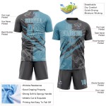 Benutzerdefinierte Graffiti Muster Schatten Blau-Stahl Grau Scratch Sublimation Fußball Uniform Jersey Benutzerdefinierte Graffiti Muster Schatten Blau-Stahl Grau Scratch Sublimation Fußball Uniform Jersey