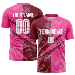 Benutzerdefinierte Graffiti Muster Crimson-Pink Scratch Sublimation Fußball Uniform Jersey