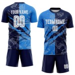 Benutzerdefinierte Graffiti Muster Pulver Blau-Navy Scratch Sublimation Fußball Uniform Jersey Benutzerdefinierte Graffiti Muster Pulver Blau-Navy Scratch Sublimation Fußball Uniform Jersey