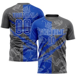 Benutzerdefinierte Graffiti Muster Thunder Blue-Steel Grau Scratch Sublimation Fußball Uniform Jersey