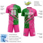 Benutzerdefinierte Graffiti Muster Gras Grün-Rosa Scratch Sublimation Fußball Uniform Jersey Benutzerdefinierte Graffiti Muster Gras Grün-Rosa Scratch Sublimation Fußball Uniform Jersey