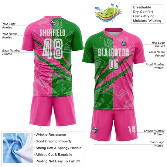 Benutzerdefinierte Graffiti Muster Gras Grün-Rosa Scratch Sublimation Fußball Uniform Jersey Benutzerdefinierte Graffiti Muster Gras Grün-Rosa Scratch Sublimation Fußball Uniform Jersey