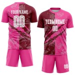 Benutzerdefinierte Graffiti Muster Crimson-Pink Scratch Sublimation Fußball Uniform Jersey Benutzerdefinierte Graffiti Muster Crimson-Pink Scratch Sublimation Fußball Uniform Jersey