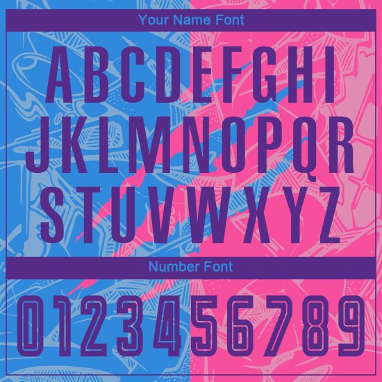 Benutzerdefinierte Graffiti Muster Lila Pulver Blau-Rosa Scratch Sublimation Fußball Uniform Jersey Benutzerdefinierte Graffiti Muster Lila Pulver Blau-Rosa Scratch Sublimation Fußball Uniform Jersey