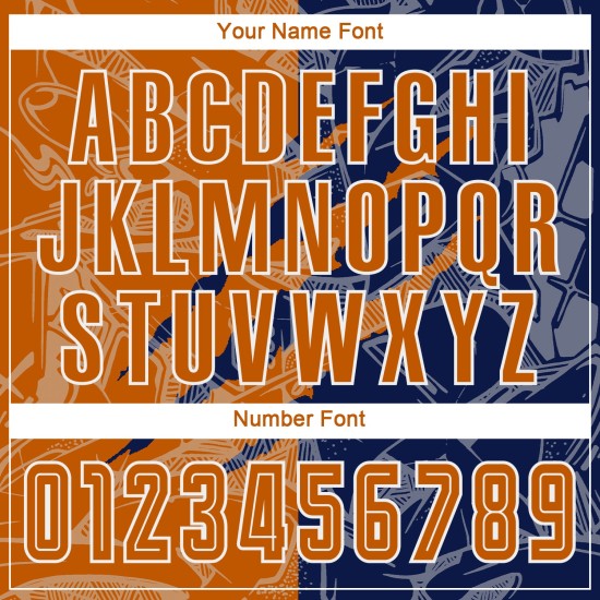 Benutzerdefinierte Graffiti Muster Texas Orange-Navy Scratch Sublimation Fußball Uniform Jersey Benutzerdefinierte Graffiti Muster Texas Orange-Navy Scratch Sublimation Fußball Uniform Jersey