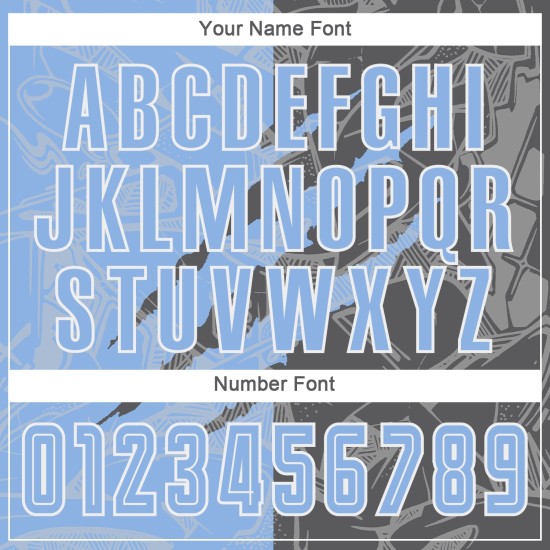 Benutzerdefinierte Graffiti Muster Hellblau-Stahlgrau Scratch Sublimation Fußball Uniform Jersey Benutzerdefinierte Graffiti Muster Hellblau-Stahlgrau Scratch Sublimation Fußball Uniform Jersey