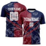 Benutzerdefinierte Graffiti Muster Crimson-Navy Scratch Sublimation Fußball Uniform Jersey Benutzerdefinierte Graffiti Muster Crimson-Navy Scratch Sublimation Fußball Uniform Jersey