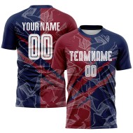 Benutzerdefinierte Graffiti Muster Crimson-Navy Scratch Sublimation Fußball Uniform Jersey