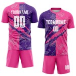 Benutzerdefinierte Graffiti Muster Lila-Rosa Scratch Sublimation Fußball Uniform Jersey Benutzerdefinierte Graffiti Muster Lila-Rosa Scratch Sublimation Fußball Uniform Jersey